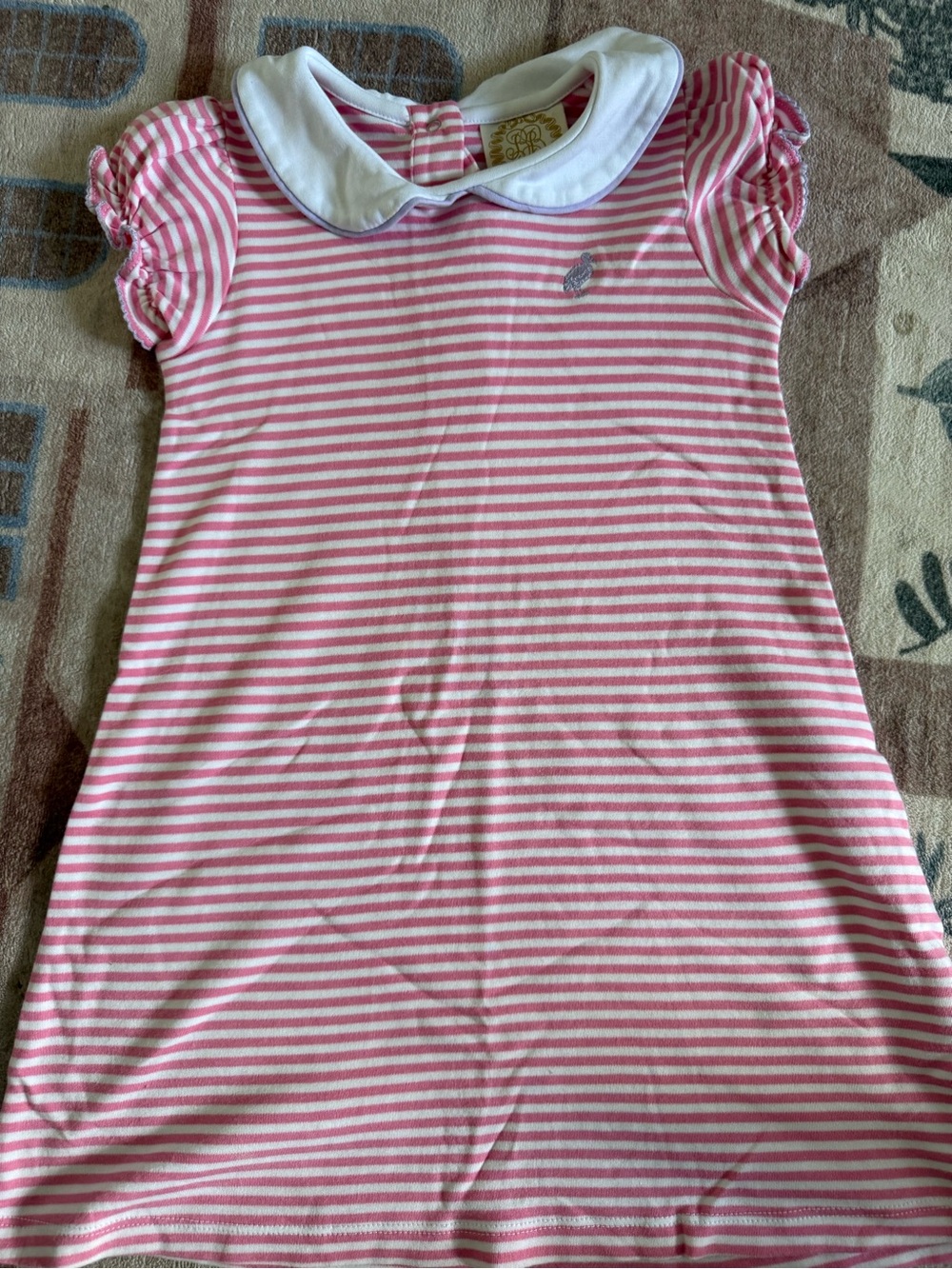 TBBC Girls Pink & White Striped Peter Pan Collar Dress Top